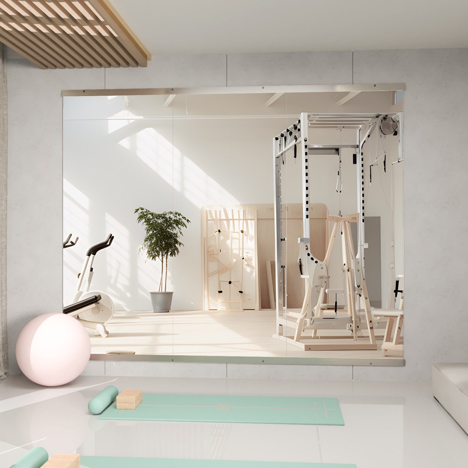 Elemango Ganzkörperspiegel Home Gym Spiegel, 143*60-2PCS Vollkörperspiegel für Yoga, Tanzraum, Yoga Spiegel, Gehärztes Glas, ohne Rahmen, Garage Fitness