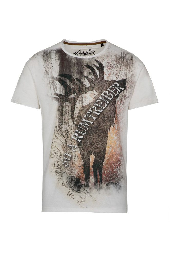 Hangowear T-Shirt HangOwear Herren T-Shirt Balto Offwhite ? Trachten Shirt Hirsch Rumtre
