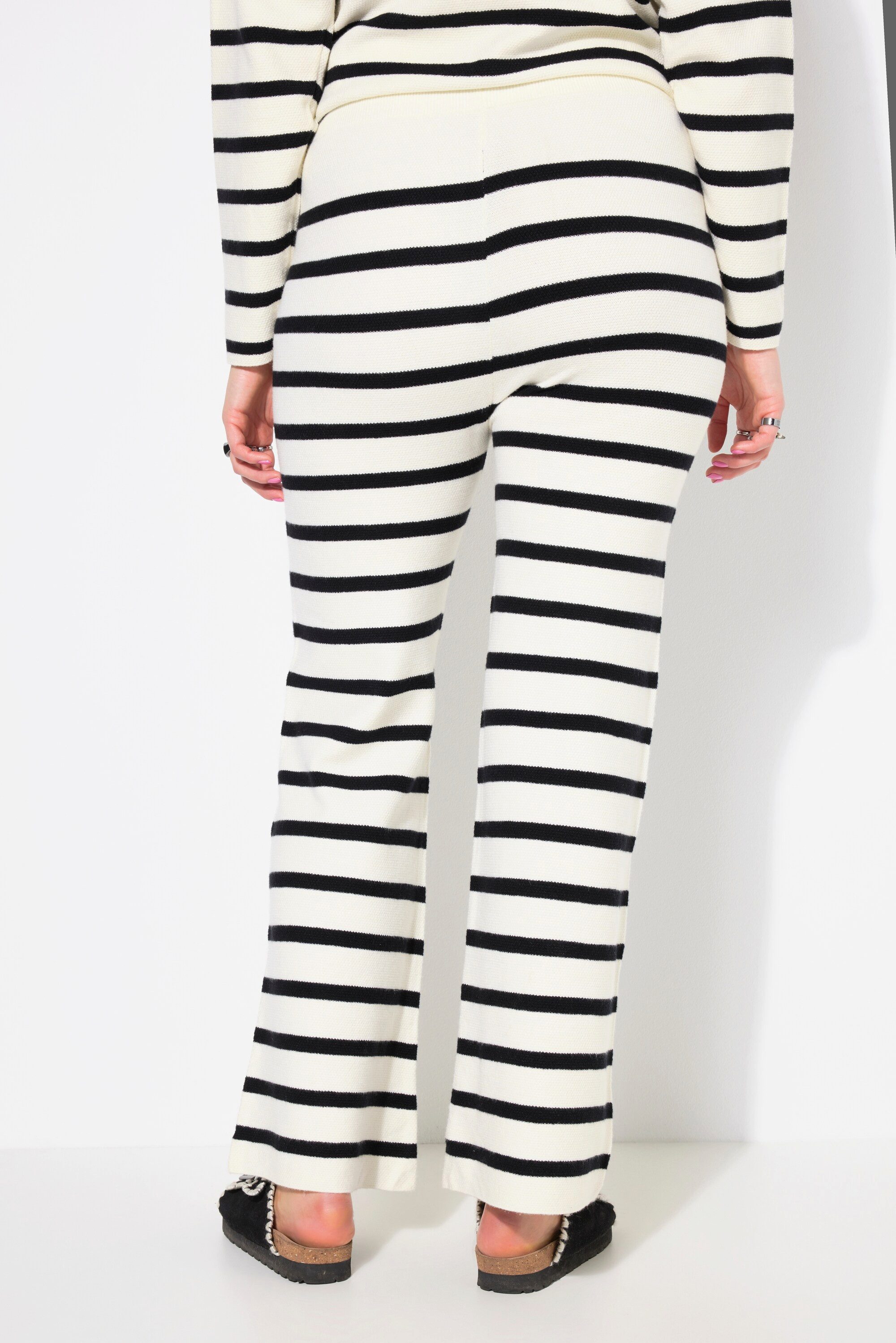 Studio Untold Schlupfhose Strickhose Straight Legs Ringel Elastikbund