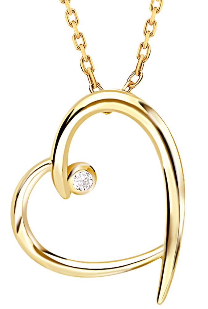 Herzkette Halskette Damen Silber 925 gold Kette mit Herz-Anhänger Frauen