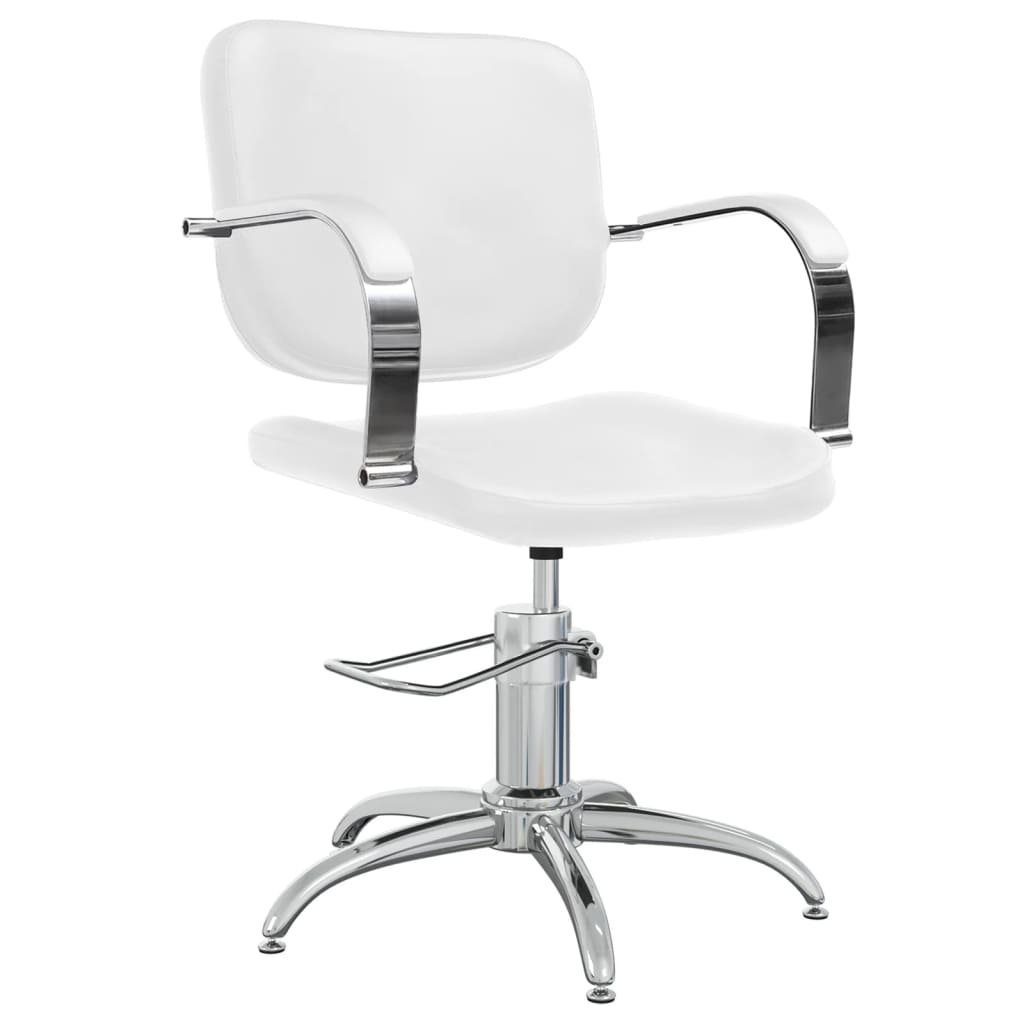DOTMALL Stuhl Friseurstuhl,Stahlgestell,360 Grad drehen Weiß