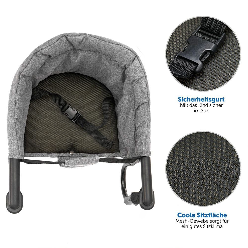 Hochstuhl Tischsitz Grau, Tasche Kinder mit Fillikid Reisehochstuhl Sitzerhöhung Faltbarer Baby Melange