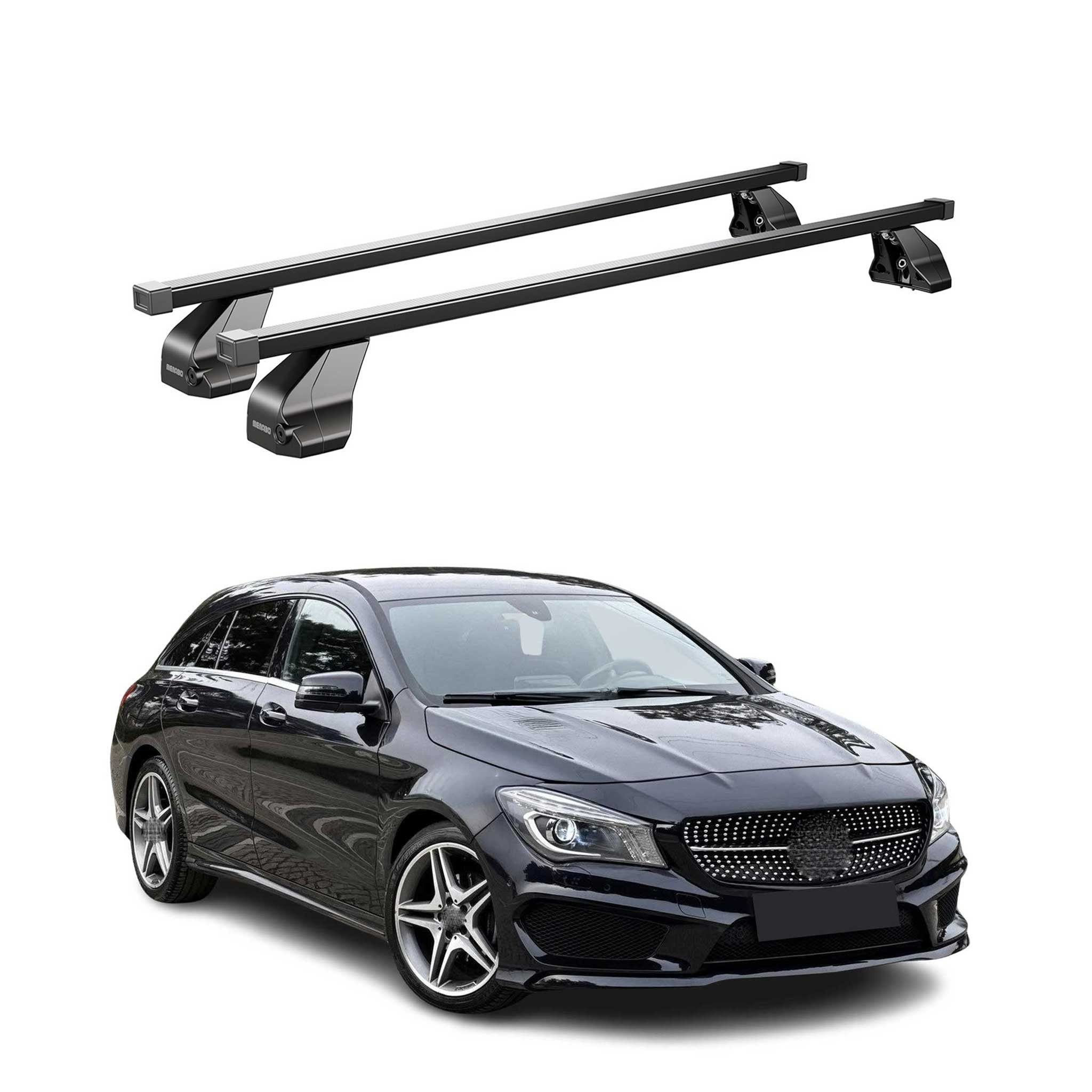 OMAC Dachträger Menabo Stahl Gepäckträger für Mercedes CLA X117 2015-19 Schwarz (2-St), Wasserbeständig,Abnehmbar,Multifunktional,Leichtgewichtig