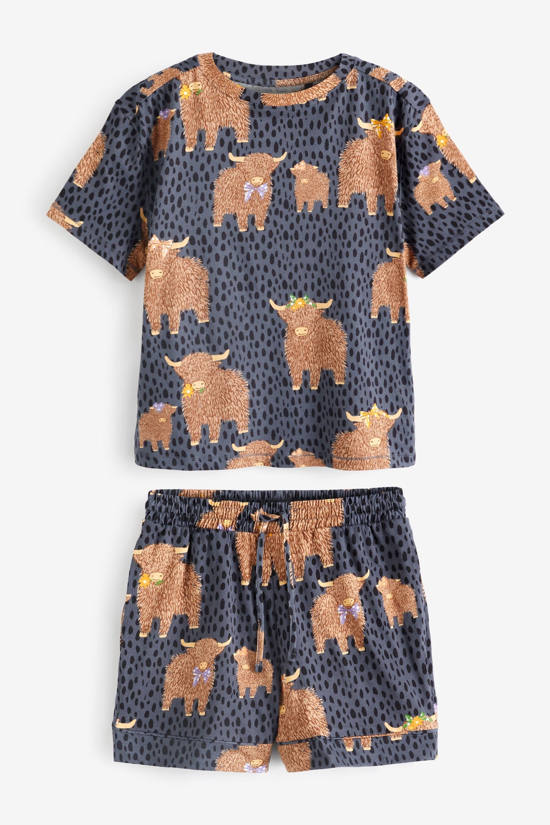 Next Pyjama Kurzarm-Schlafanzug, Hochlandrind Hamish (2 günstig online kaufen