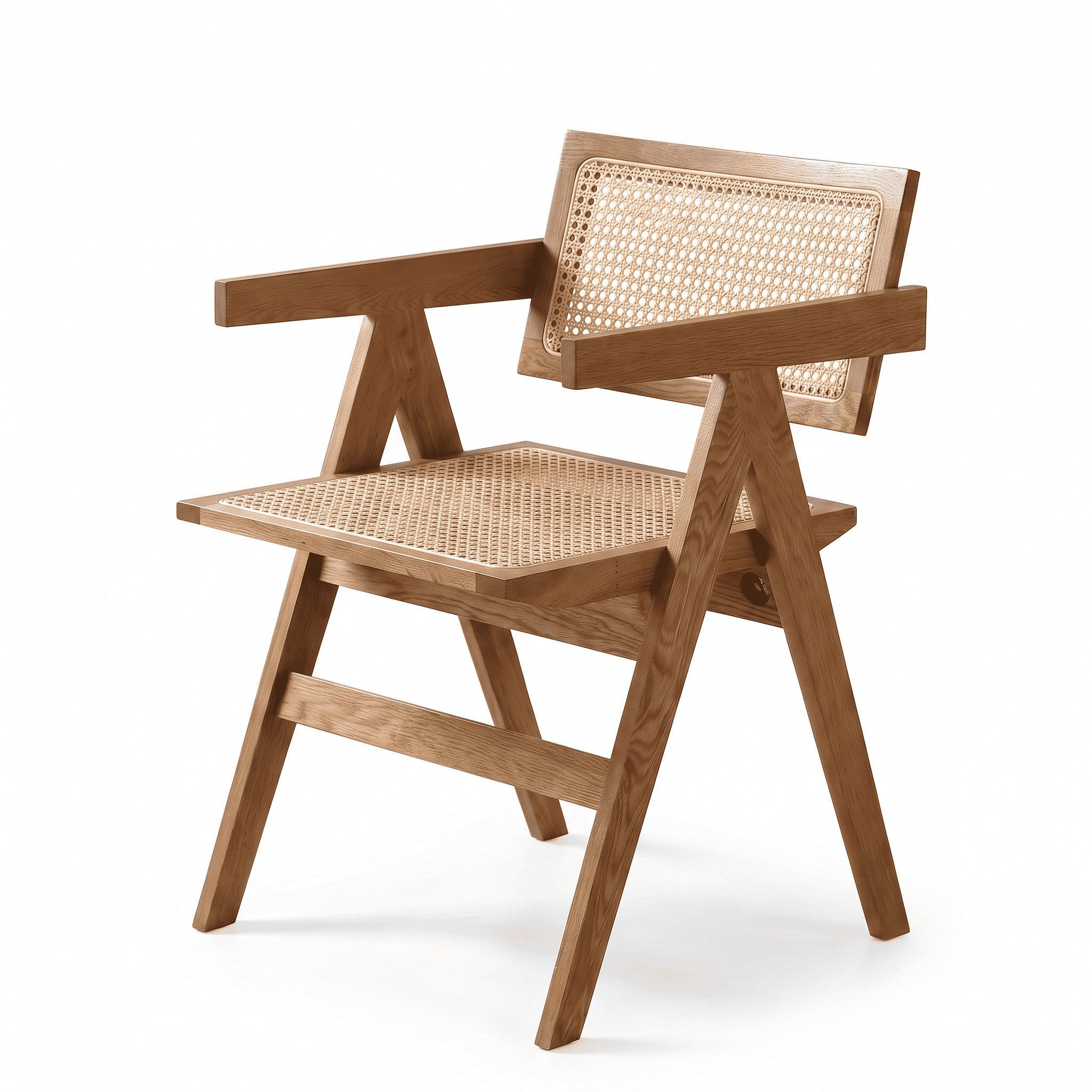 LIM HOME Esszimmerstuhl SW020/SW021 (Packung, 1 St), Eichenholzrahmen mit Sitzfläche aus Rattan, Chandigarh Stuhl