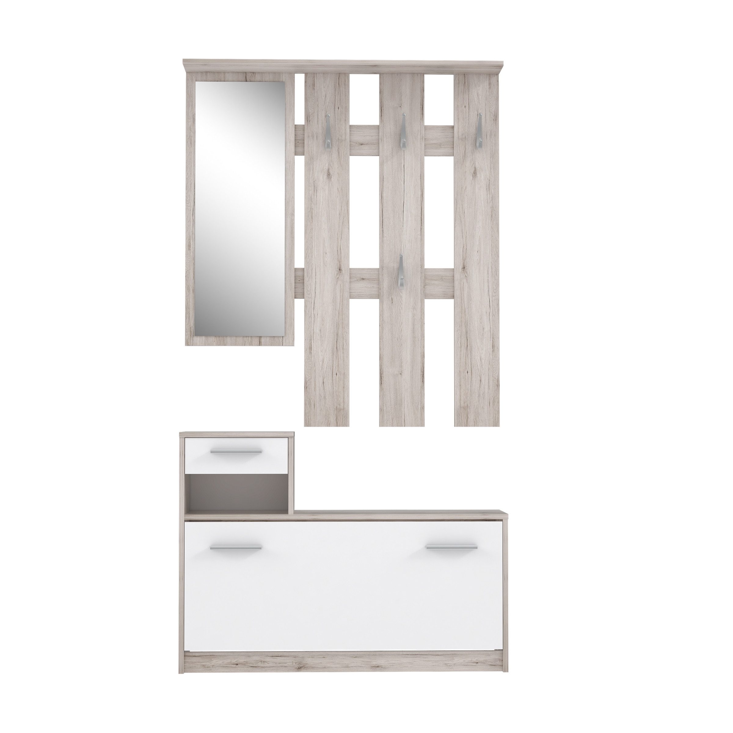 freiraum Garderoben-Set Foxi, (2-teilig) in Weiss/Sandeiche günstig online kaufen