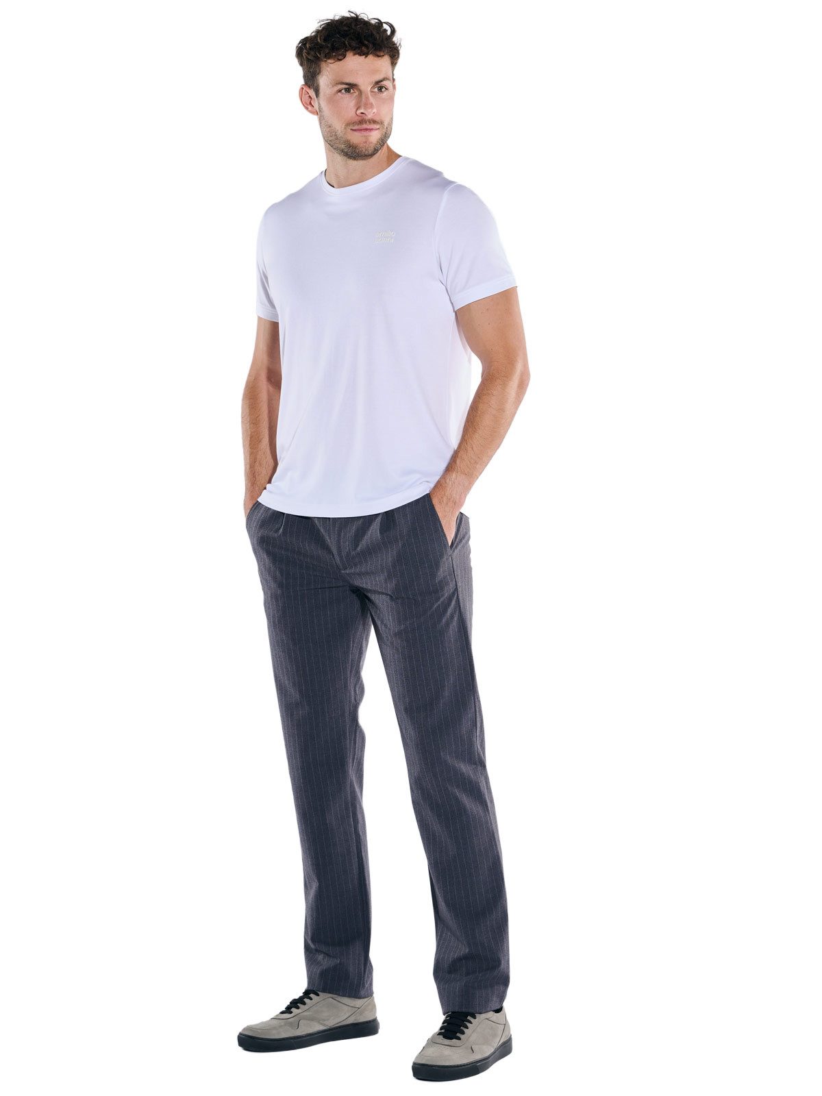 emilio adani Chinohose Herren Chino mit Nadelstreifen, Saphirblau