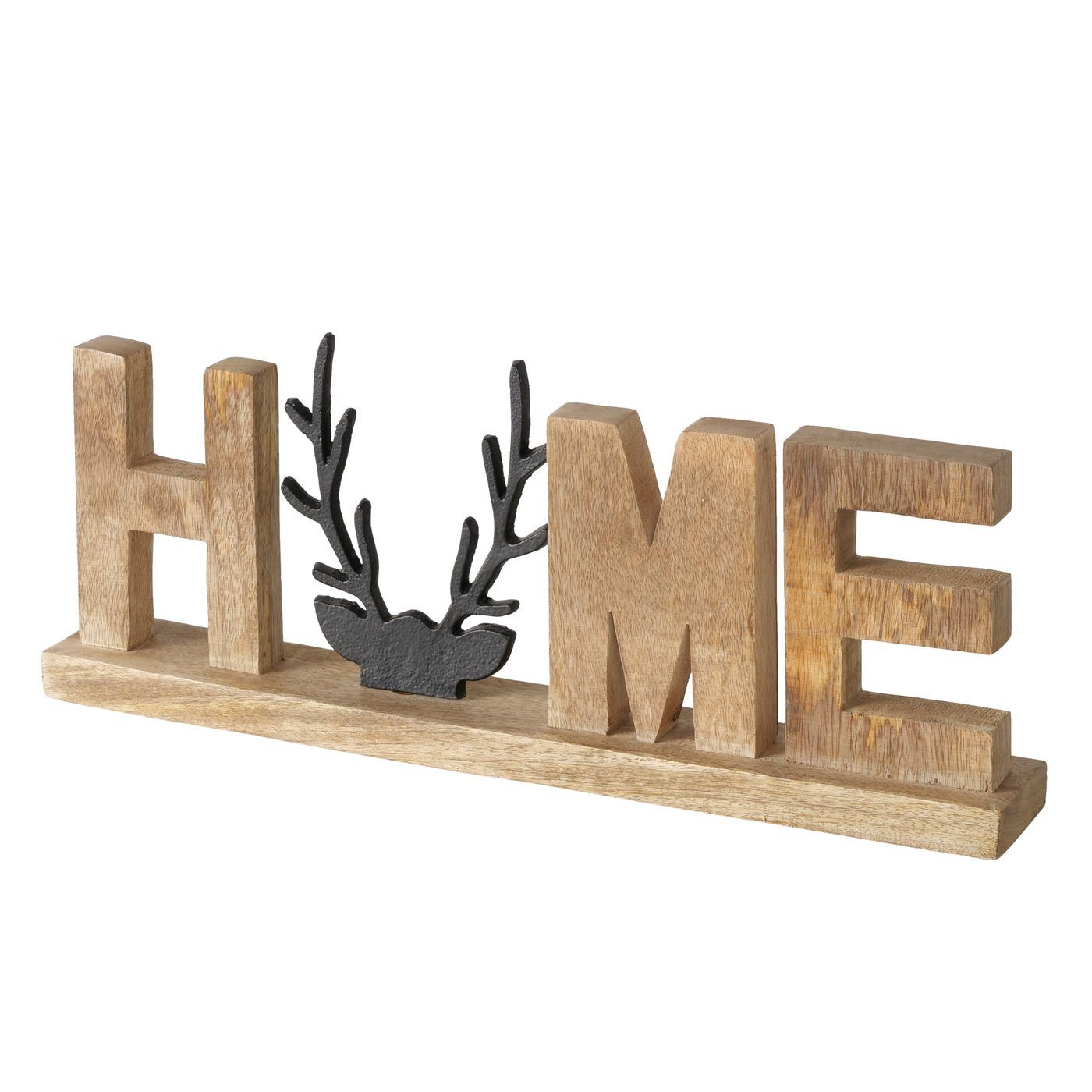MF Deko-Schriftzug Vilbert Schriftzug Home mit Hirschkopf – Natur & Schwarz (1 St)