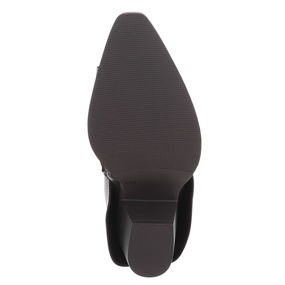 Ital-Design Hochwertige Damen-Stiefel mit kunstvollem Design für Alltag Westernstiefel (90755958) Blockabsatz Stiefel in Dunkelbraun