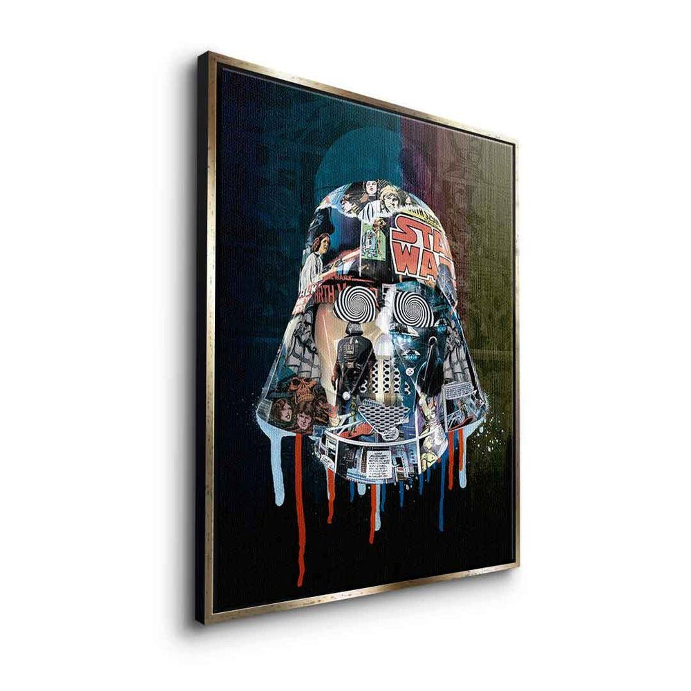 DOTCOMCANVAS® Art Rahmen Leinwandbild Pop Collage Vader Darth Star goldener Dark Leinwandbild Wars Side Side, Dark