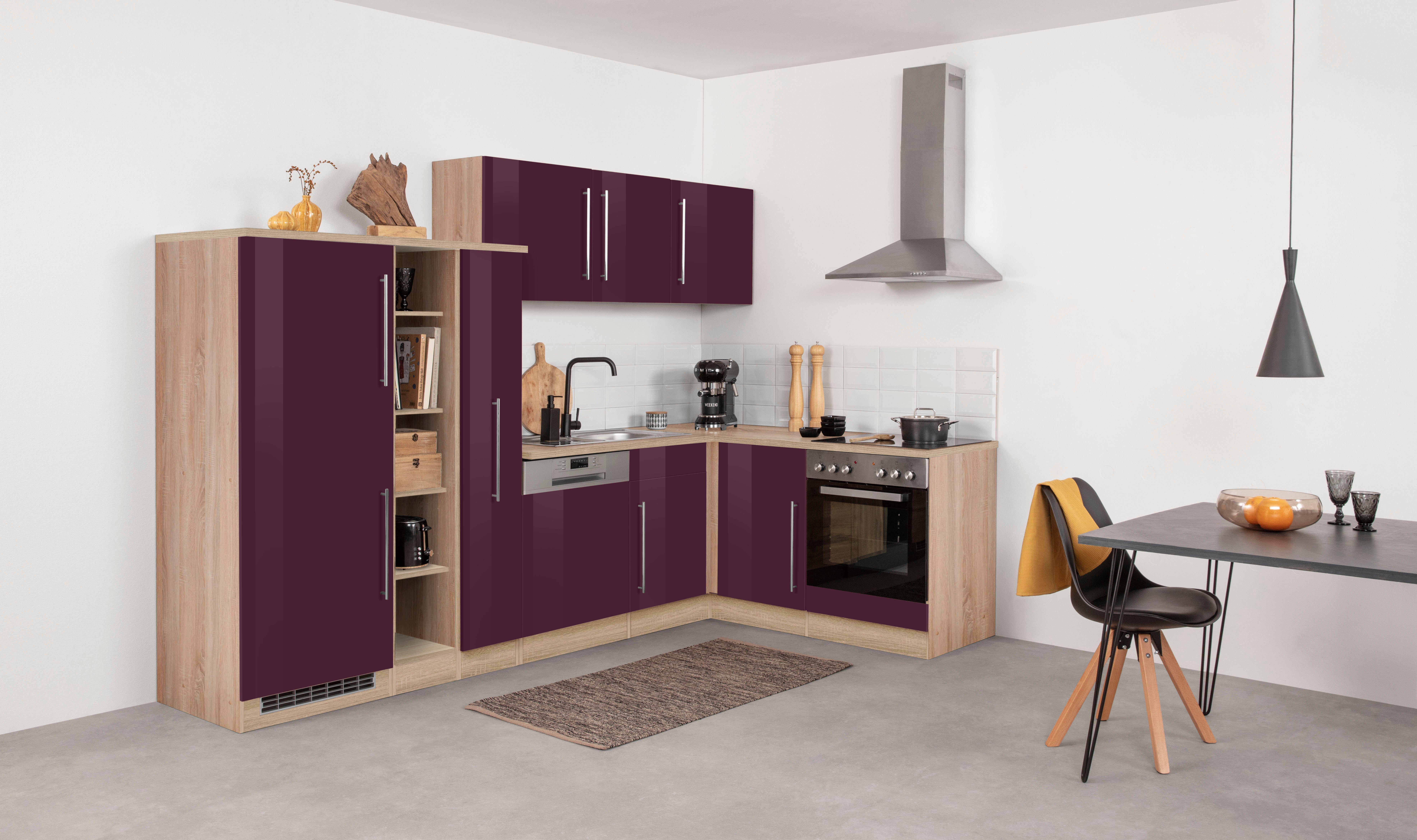 KOCHSTATION Winkelküche KS-Samos, Stellbreite 290x170 cm, wahlweise mit E-Geräten, mit Arbeitsplatte