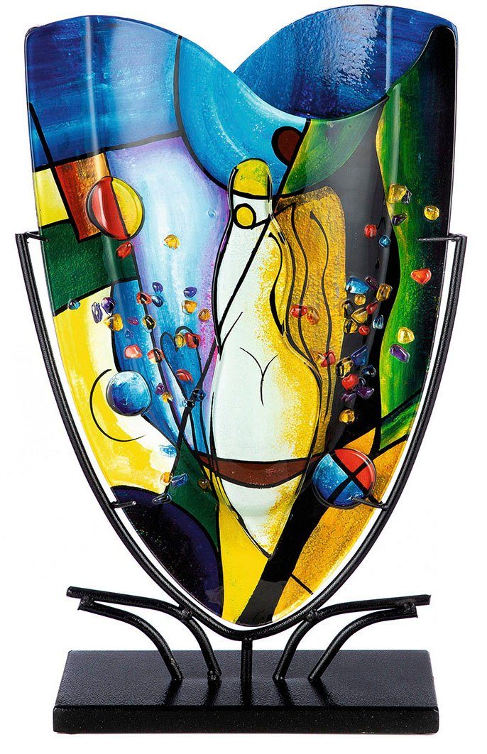 Casablanca by Gilde Tischvase Magic, Dekovase (1 St), Vase aus Glas, mit schwarzem Metallfuß