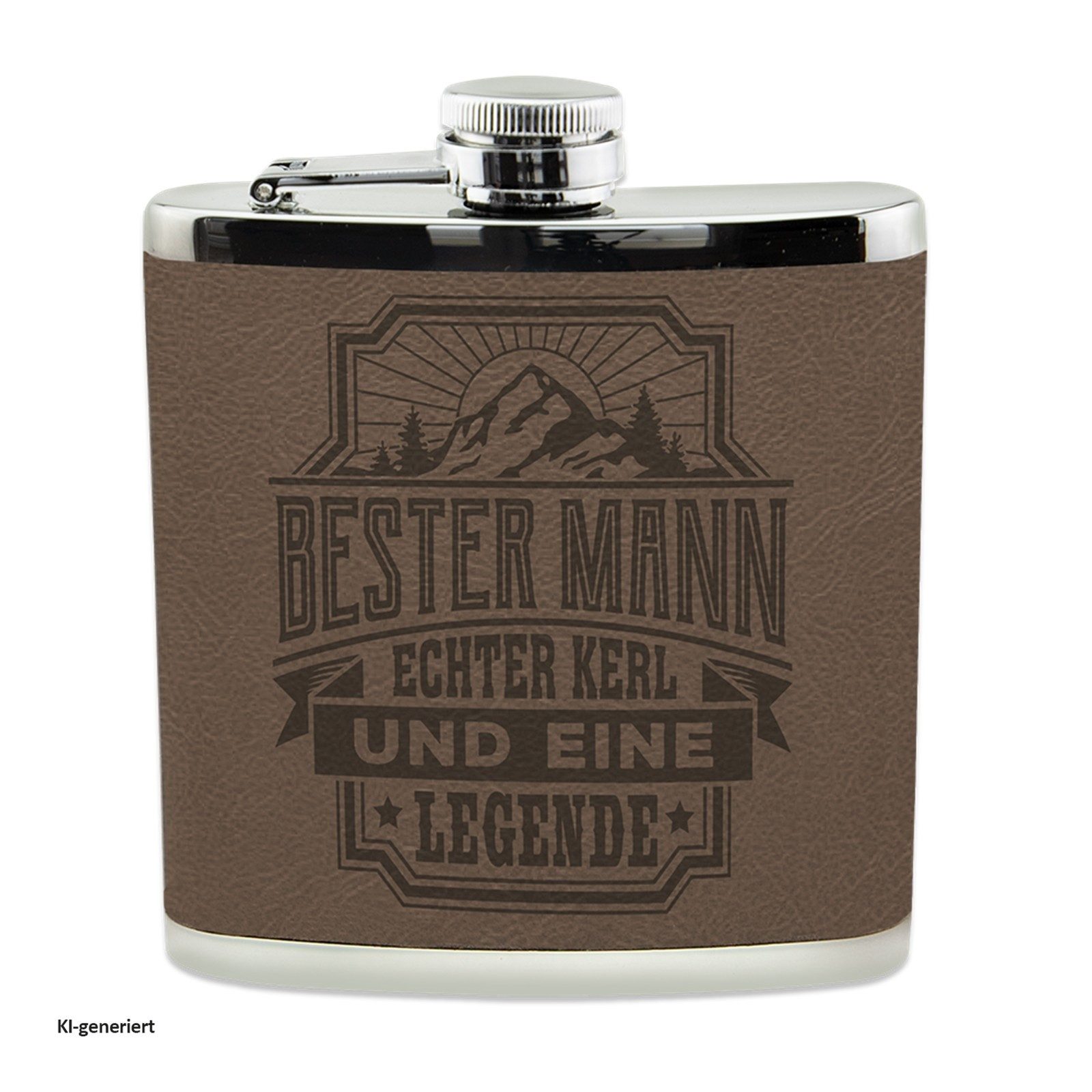 HTI-Living Flachmann Echter Kerl Flachmann Bester Mann, Männer Trinkflasche mit Kunstleder