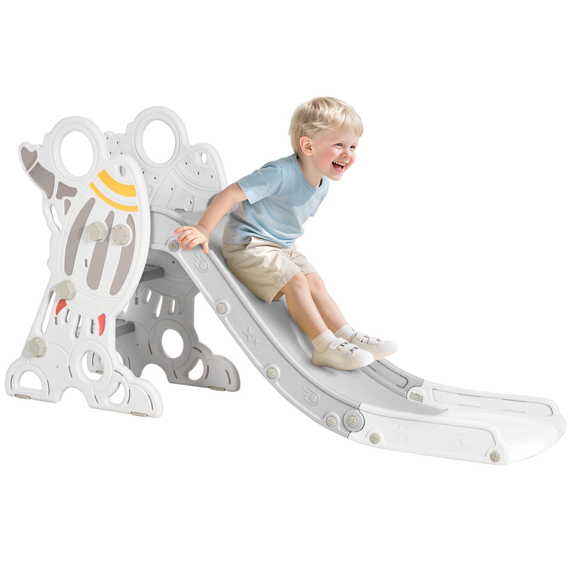 FELIXLEO Anbaurutsche Kinder 1,5 bis 3 Jahre Raketen-Design Sticker-Set grau 157x46,5x80 cm, (1-tlg)