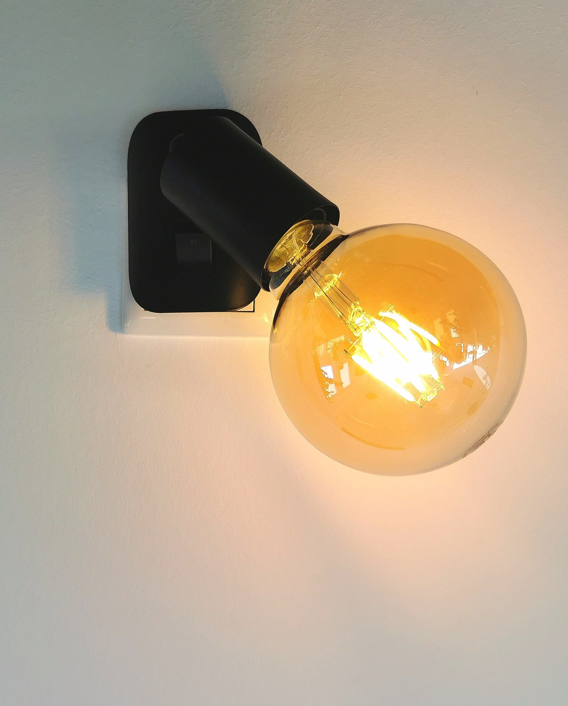 Leselampe, Gold Steckerlampe 1x *ANNA* in 4 Schwarz inkl. Wandlampe, LED Küchenlampe, TRANGO LED Nachtlicht, Wandleuchte, Watt 11-059A Steckerleuchte Steckdosenleuchte, warmweiß matt schwarz-matt 2500K E27 LED Leuchtmittel