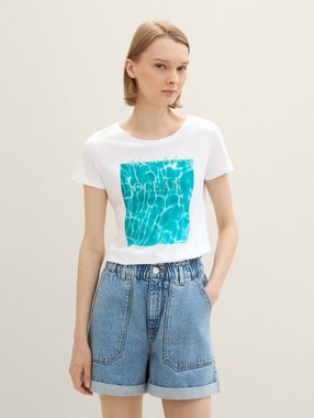 TOM TAILOR Denim Langarmshirt T-Shirt mit Print und Bio-Baumwolle