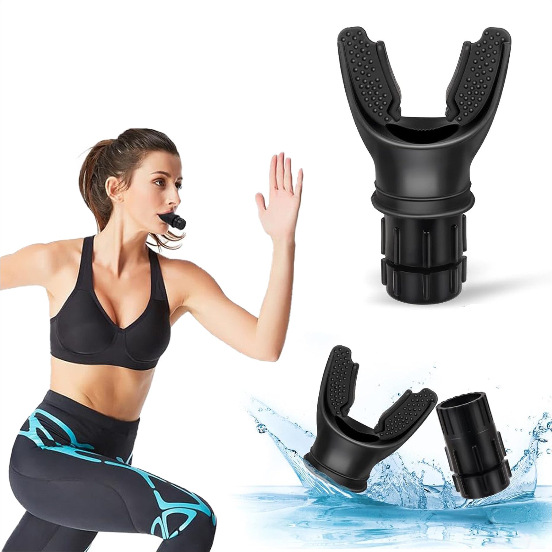 Mutig Bauchmuskelmaschine Breathing Trainer, Lungentrainer Sport Atemtrainer (Mit Elnstellbaren Widerständen, Lungen-Trainer für sanftes Atemtraining), Zur Verbesserung Der Lungenkapazität Leicht zu Reinigen