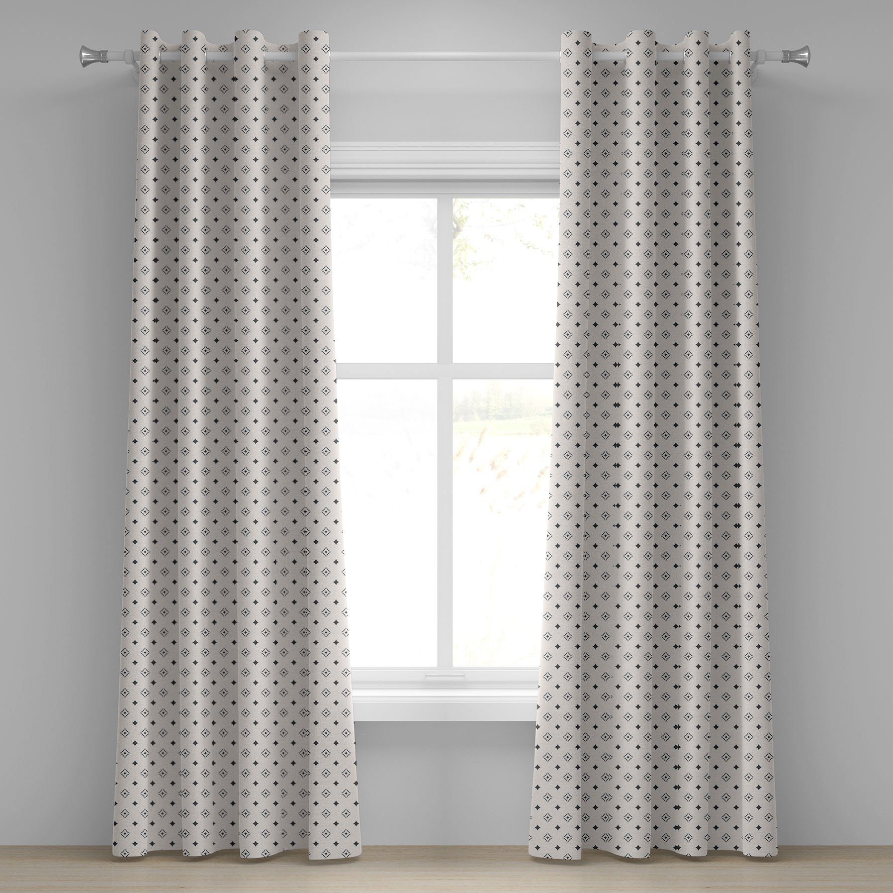 Gardine Dekorative 2-Panel-Fenstervorhänge für Schlafzimmer Wohnzimmer, Abakuhaus, Geometrisch geometrische Motive