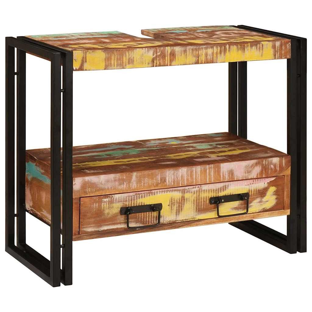 vidaXL Badezimmerspiegelschrank Waschbeckenunterschrank mit Regal Massivhol günstig online kaufen