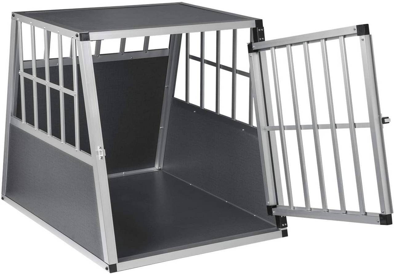 EUGAD Tiertransportbox, Hundetransportbox Alu Reisebox Autobox 85x65x69 cm