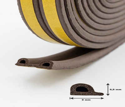 laro Türdichtband Türdichtung Braun 9mmx5,5mm 3x6m/6x6m/9x6m Selbstklebendes Profil, (3-St)