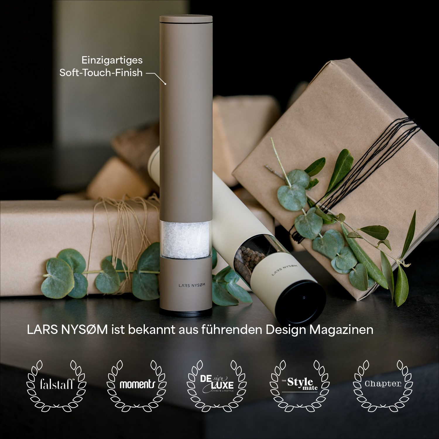 LARS NYSØM Gewürzmühle Lagom manuelle Bedienung, (1 Stück), Edelstahl XXL Gewürzmühle mit Keramikmahlwerk (Stufenlos) – Bild 5 von 5