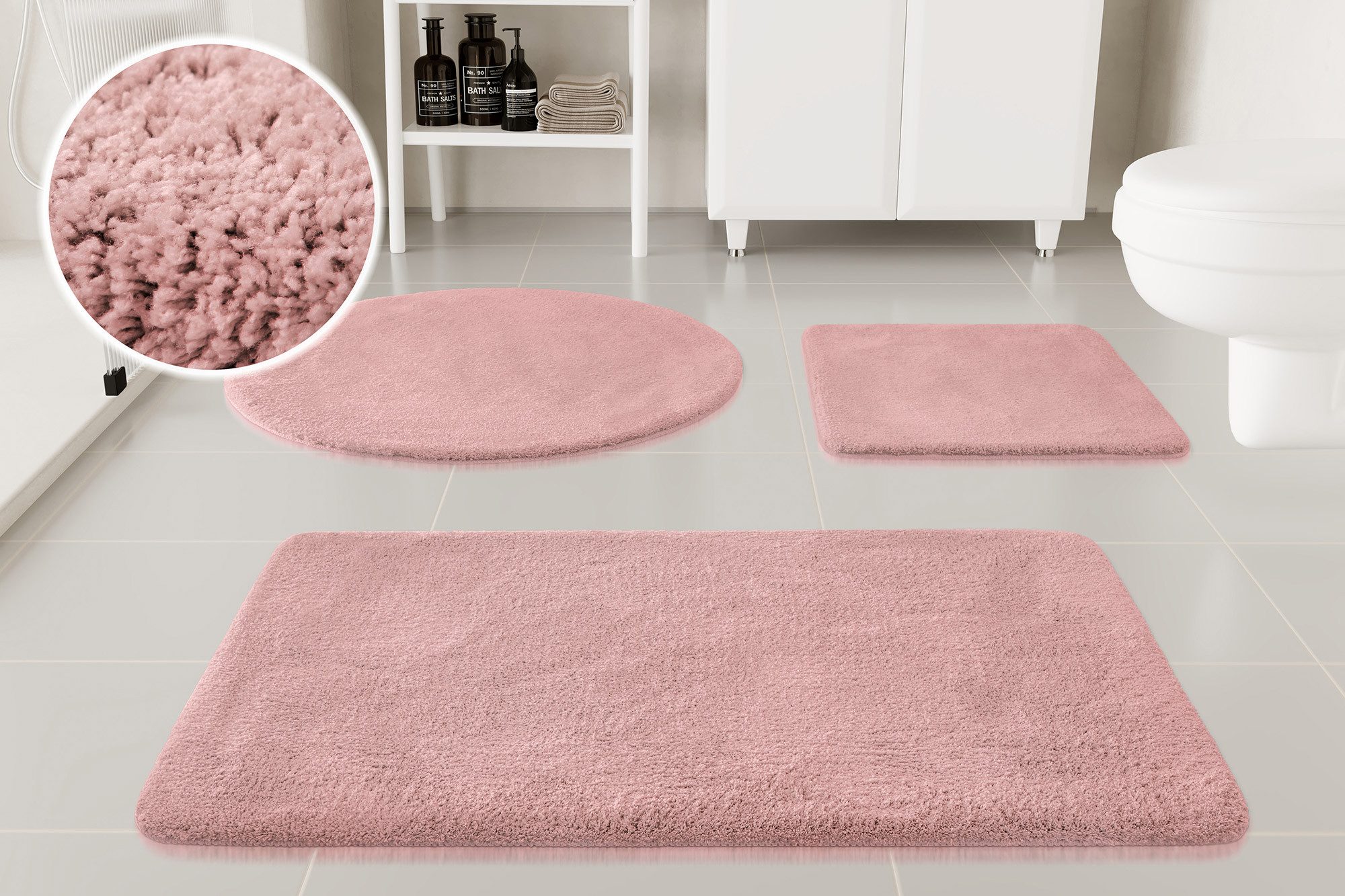 OTTO home Badematte Neele, uni, viele Farben, Badvorleger, Badezimmer Teppich, Höhe 20 mm, rutschhemmend beschichtet, schnell trocknend, Polyester, rechteckig, Badteppich, getuftet, modern, Uni, antirutsch, flauschig, Hochflor