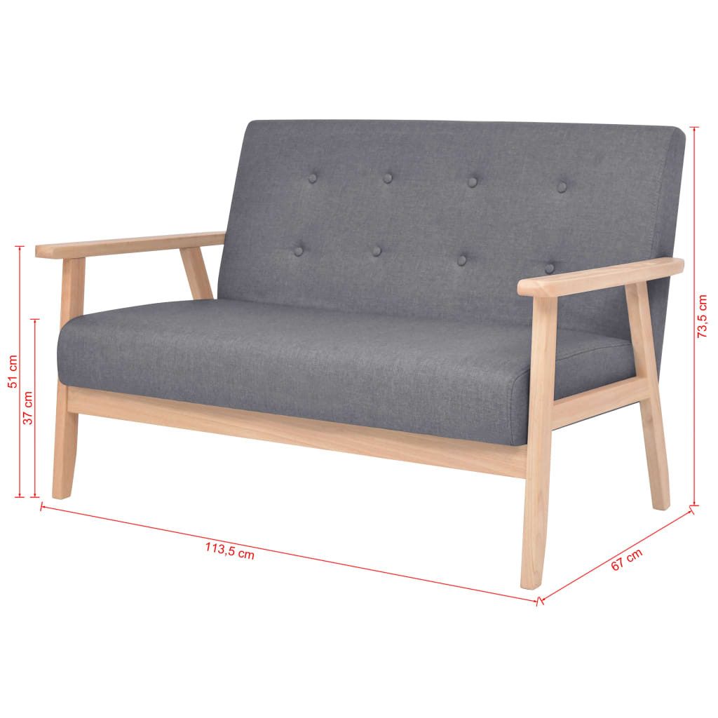 vidaXL Sofa Sofa 2-Sitzer Stoff Dunkelgrau