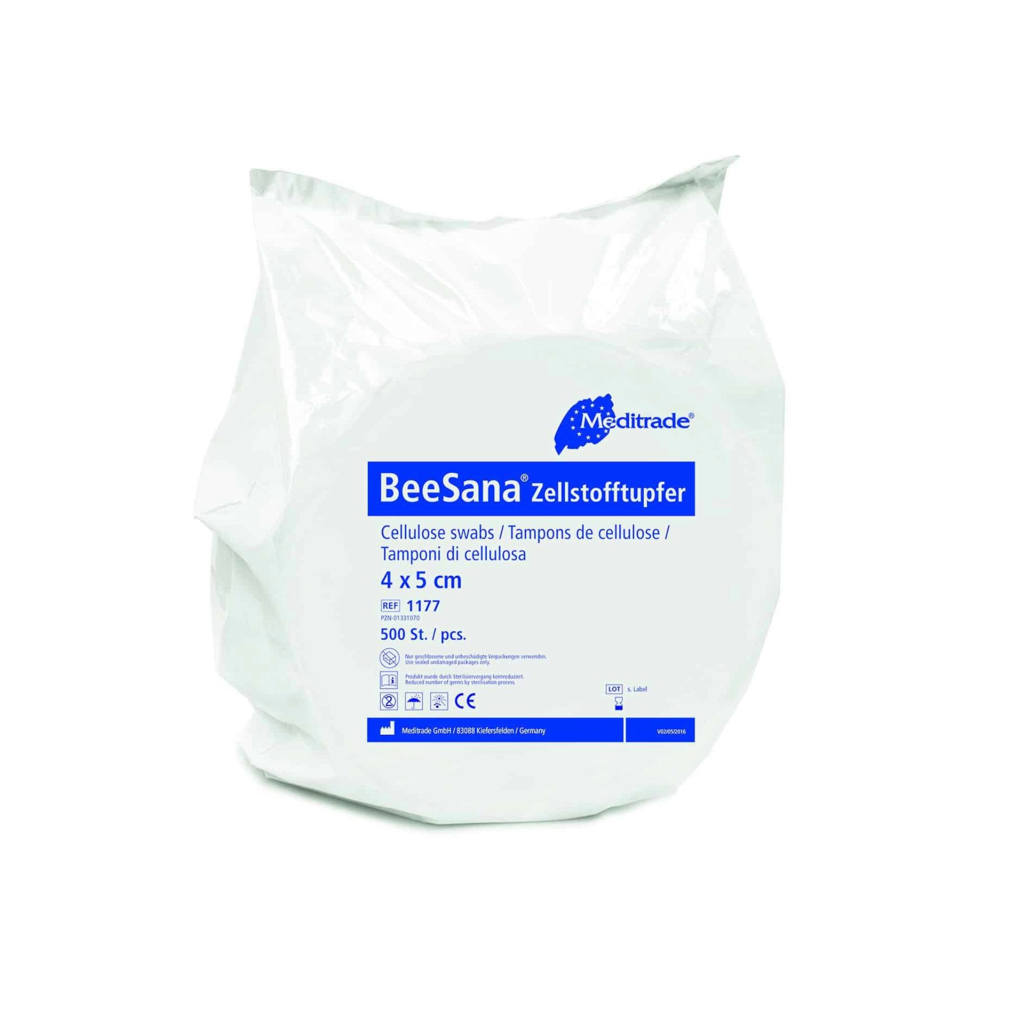 MediTrade Wundpflaster Meditrade BeeSana® - Zellstofftupfer unsteril, 4x5 cm - 2 Stück