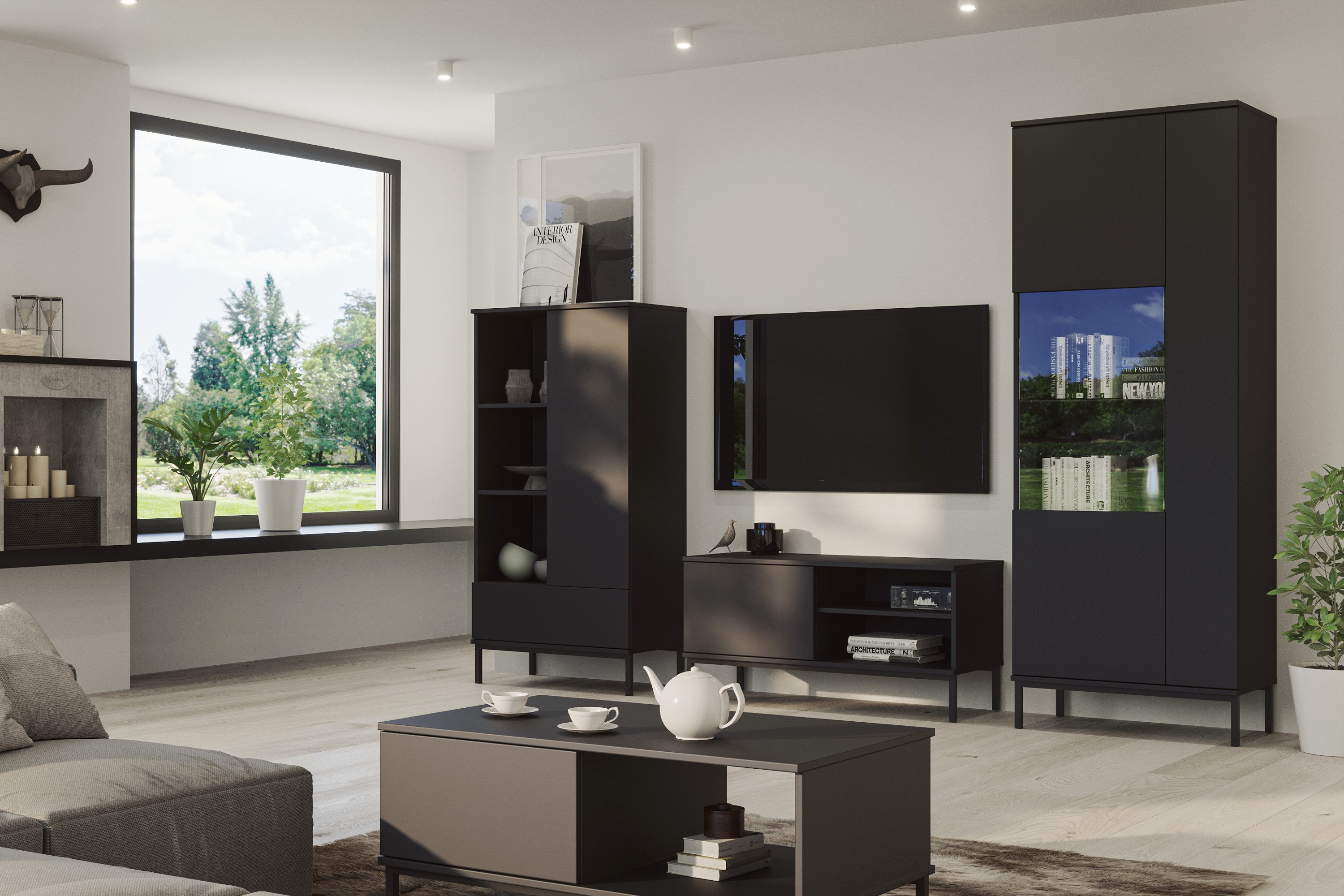 KONSIMO® TV-Schrank ERISTI Fernsehschrank TV-Board, hergestellt in der EU viel Stauraum, Fach für Receiver, Gerätefach, Wohnzimmermöbel