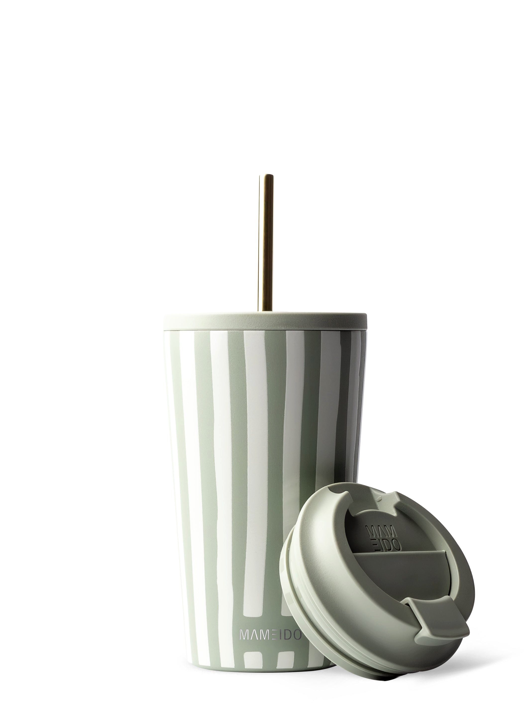 MAMEIDO Thermobecher, Edelstahl, Kunststoff, Silikon, doppelwandig isoliert, auslaufsicher in 350ml, 470ml, 700ml & 1200ml