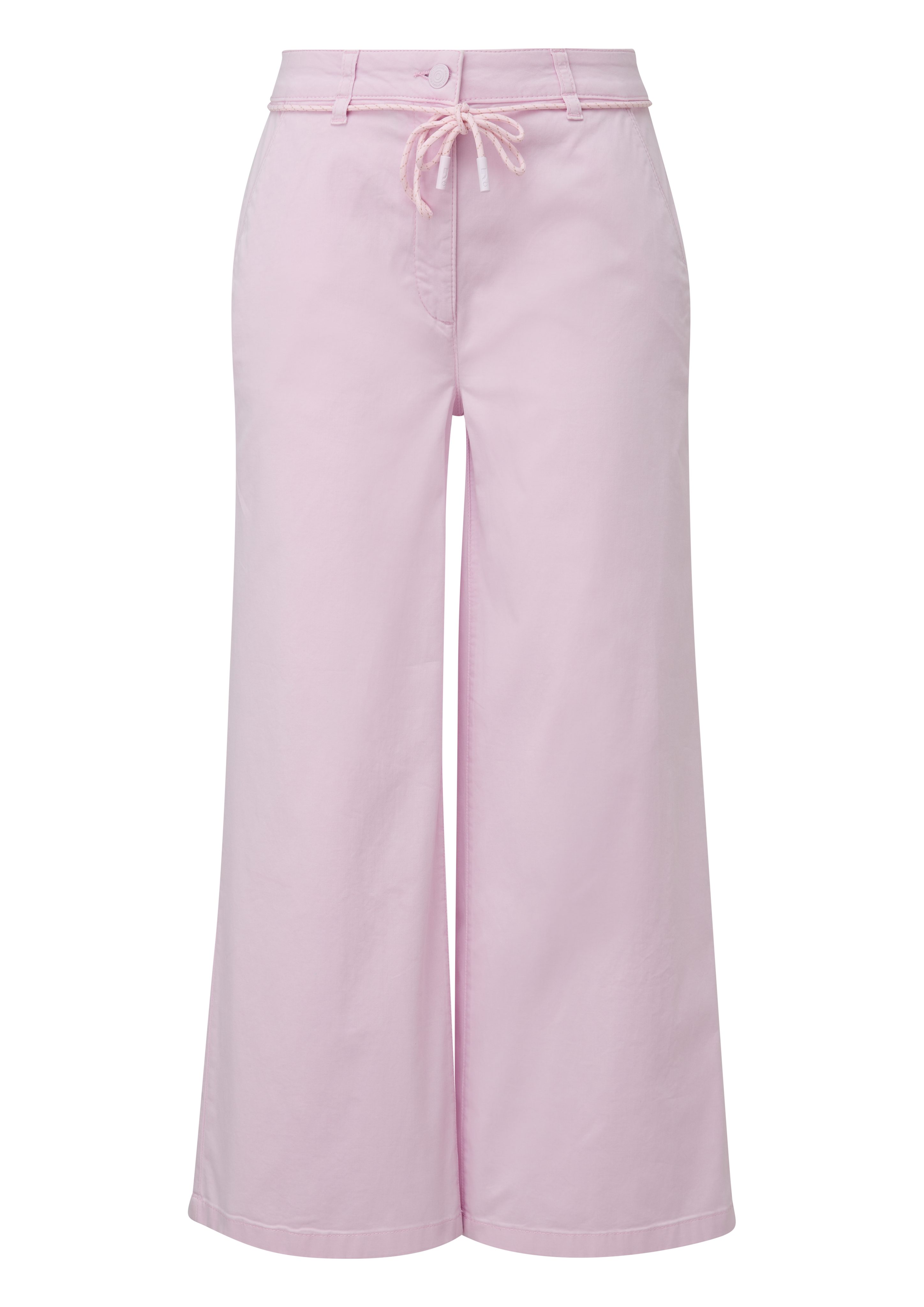 comma casual identity Stoffhose Culotte aus Twill mit Gürtel zum Schnüren Durchzugkordel, Garment Dye