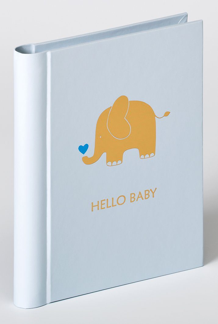 Walther Design Fotoalbum Babyalben und Aufbewahrungsboxen Baby Animal, blau/Elefant (Folienprägung), rosa/Giraffe (Folienprägung)