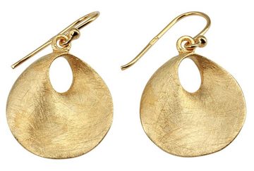 SILBERMOOS Paar Ohrhänger Klassische Ohrhänger "Endlosscheibe" vergoldet, 925 Sterling Silber