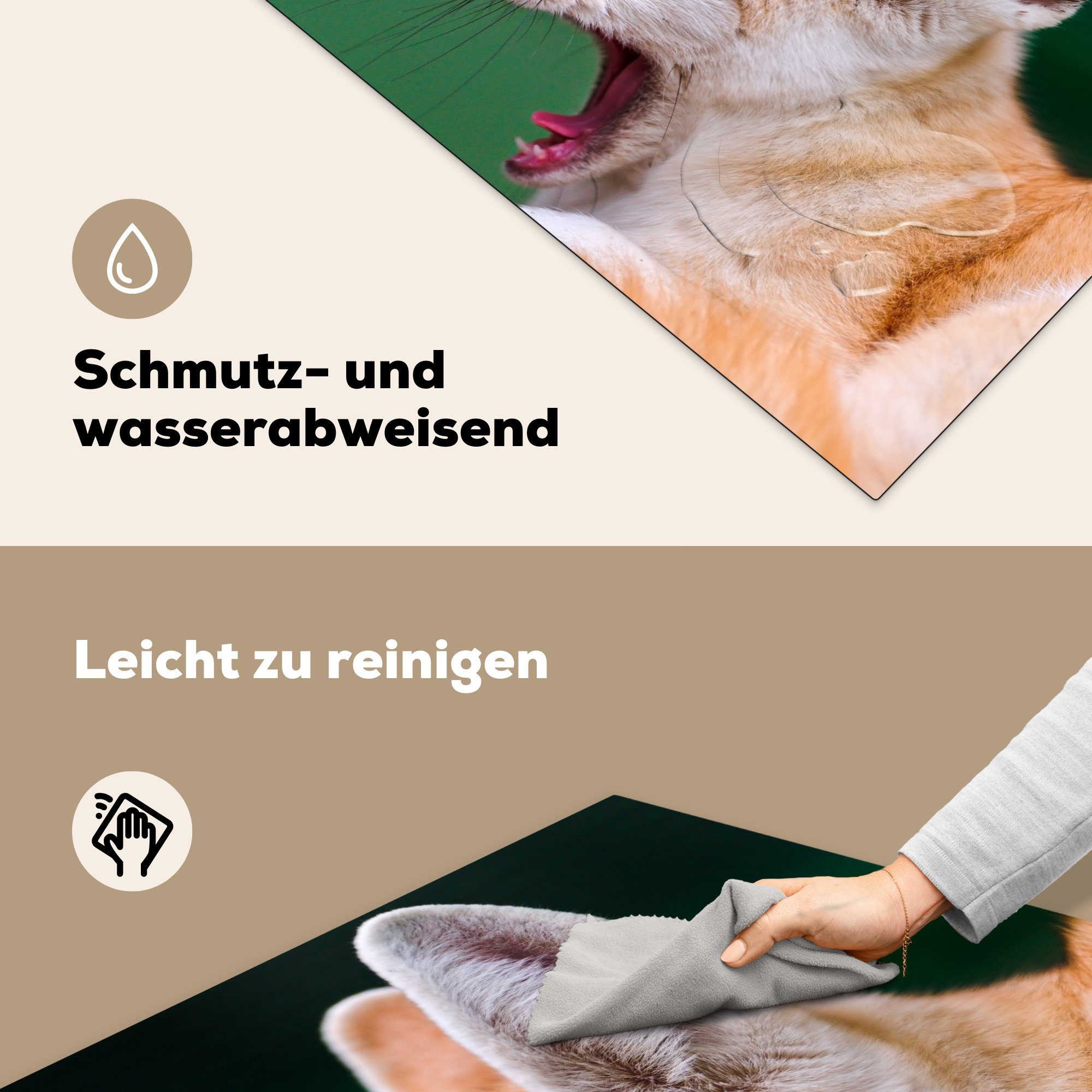 MuchoWow Herdblende-/Abdeckplatte Fuchs - Ceranfeldabdeckung, - (1 für Tiere Grün, tlg), Arbeitsplatte 78x78 Vinyl, cm, küche