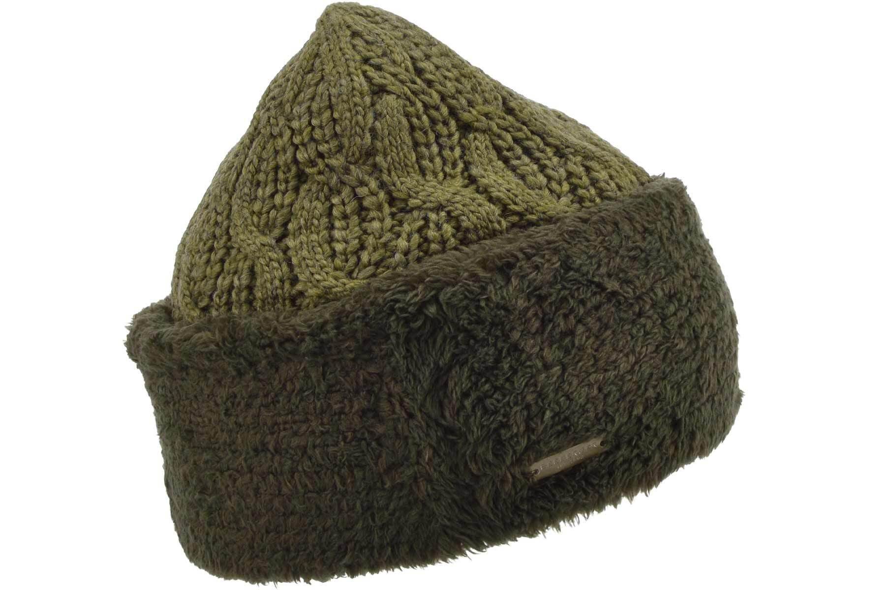 Seeberger Strickmütze Strickmütze mit Kunstfell Aufschlag und Zopfmuster 19616-3