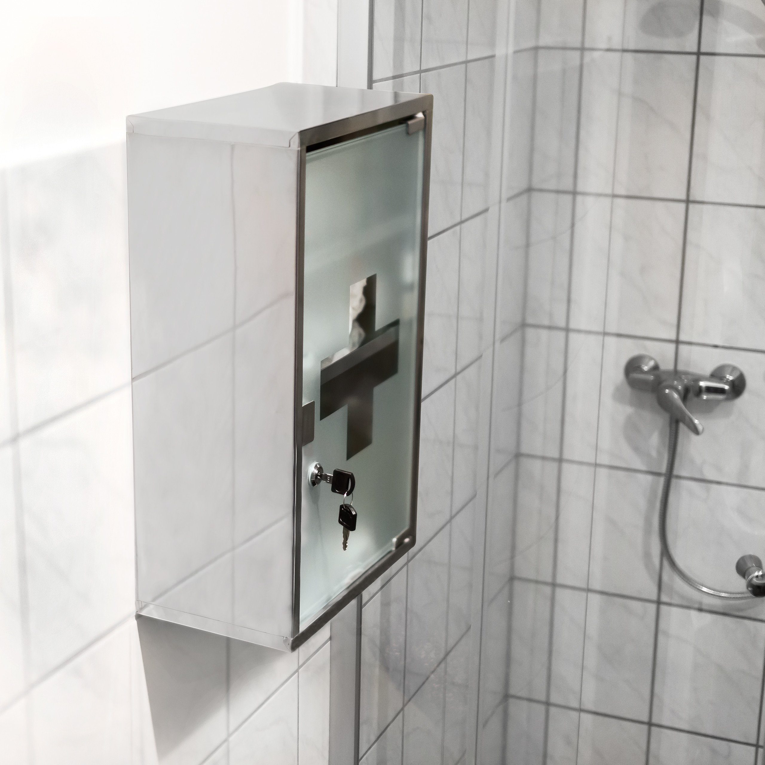 relaxdays Medizinschrank EMERGENCY Edelstahl XL günstig online kaufen