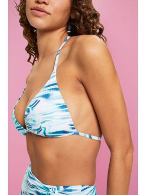 Esprit Triangel-Bikini-Top Wattiertes Neckholder-Bikinitop mit Wellenprint