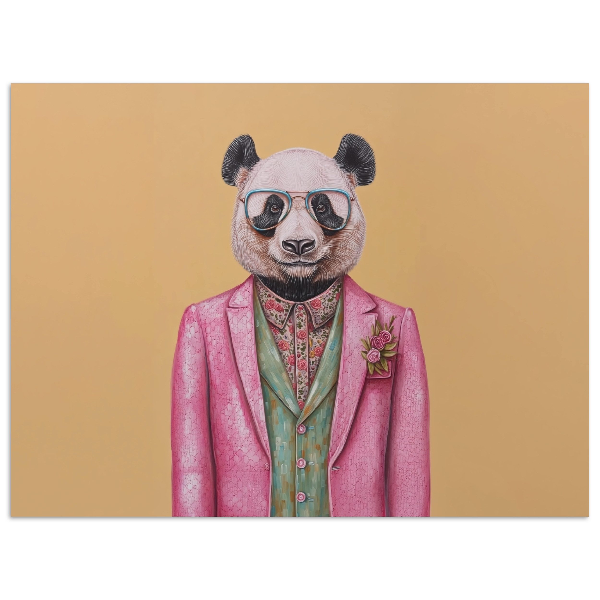 MuchoWow Poster Panda - Anzug - Sonnenbrille - Blau, (1 St), Poster ohne Rahmen, Wandbild, Wandposter, 40x30 cm