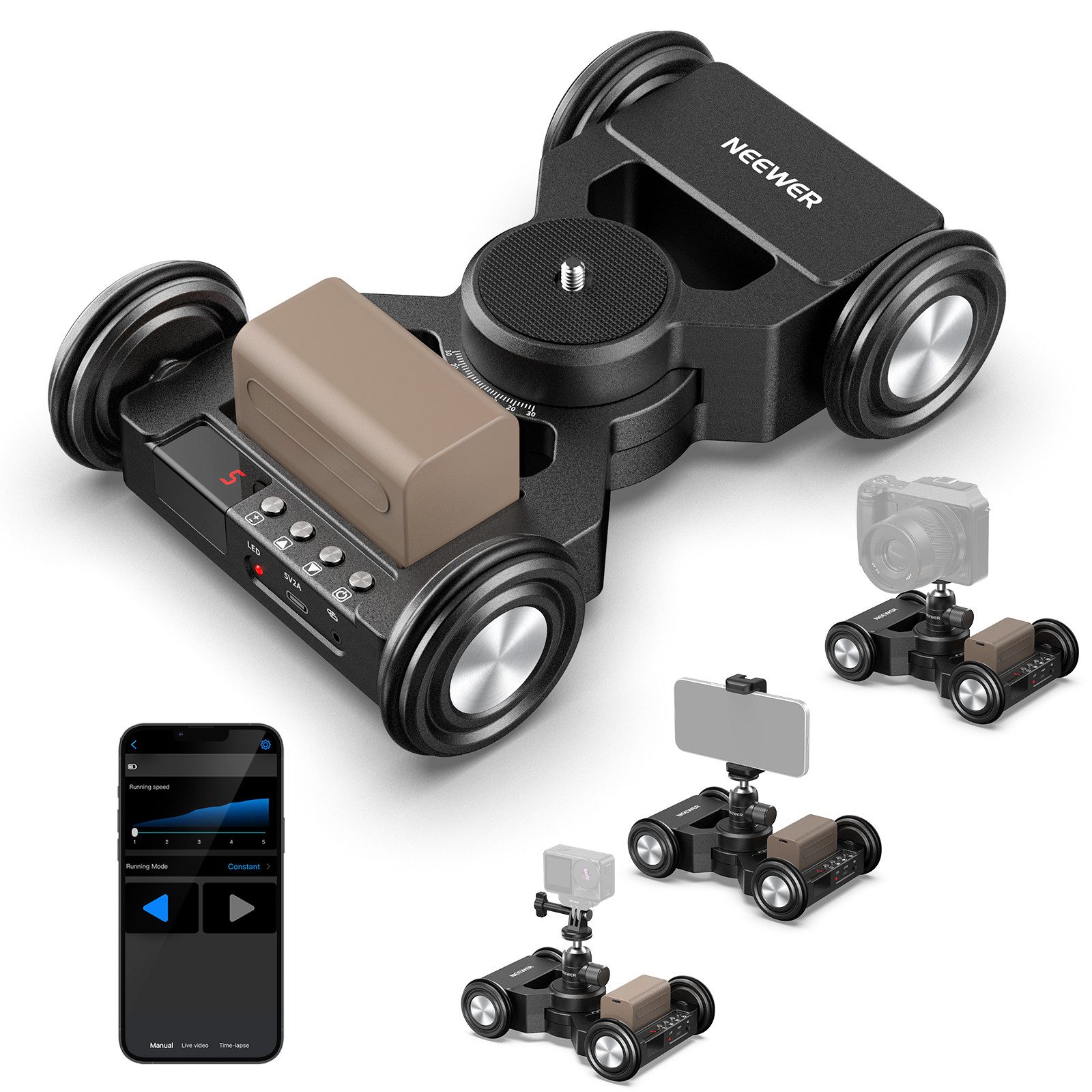 Neewer Motor-Stativkopf DL400 Motorisierter Kameradolly mit App für Smartphone & DSLR
