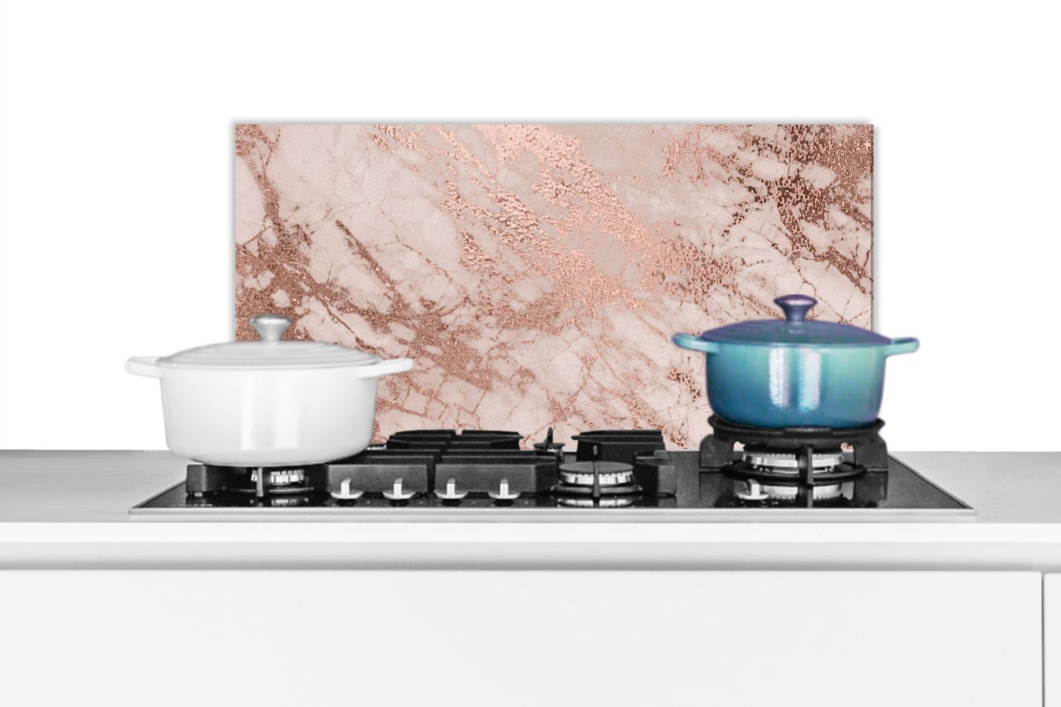 MuchoWow Küchenrückwand Marmor - - Rosa - Marmoroptik für 60x30 cm, - Design, - (1-tlg), Fett gegen Wandschutz, Glitzer Luxus Schmutzflecken und Küchen
