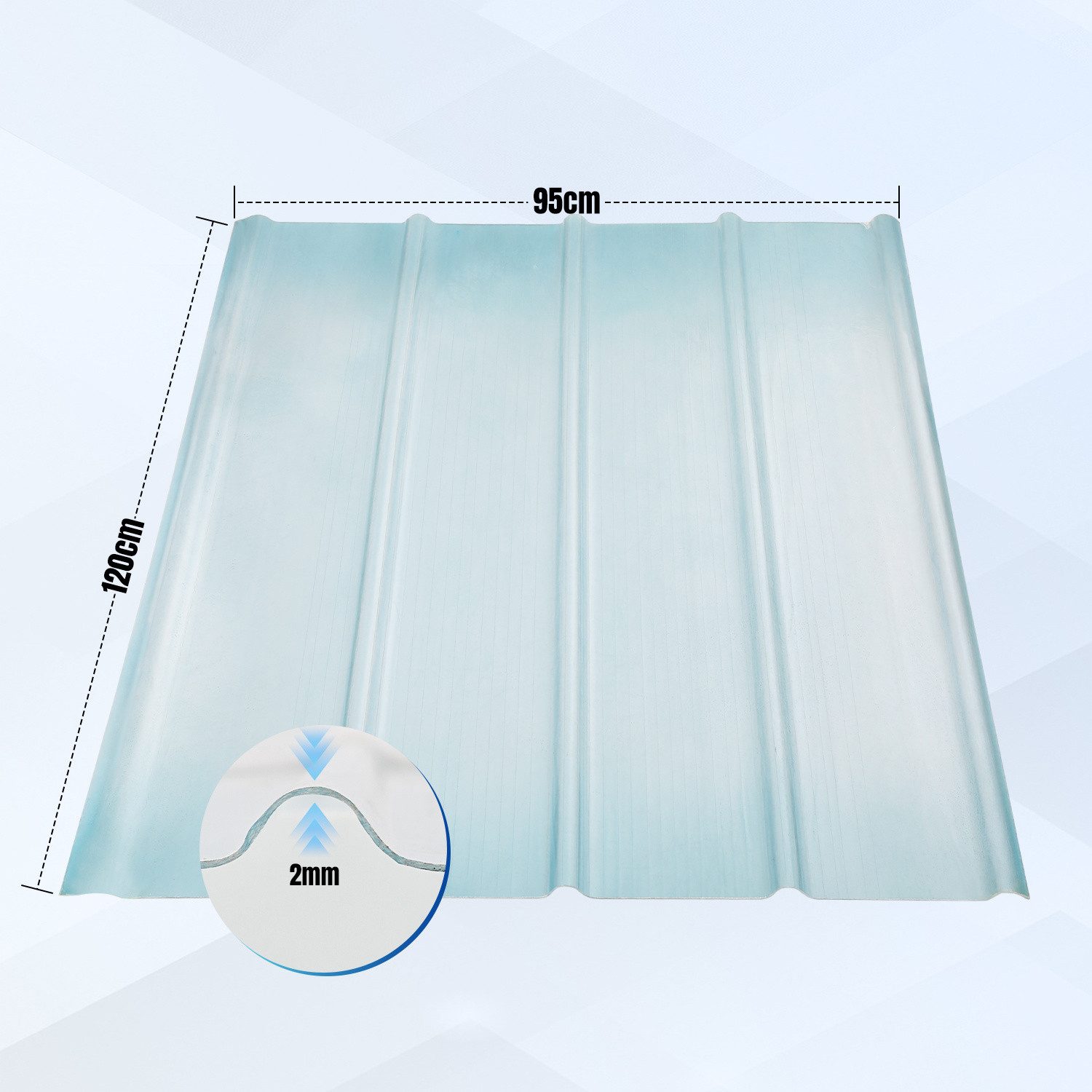 Clanmacy Wellplatte Wellplatten 2mm FRP-Tageslichtplatten für dach Dachplatten Wellbahn, 0.2 mm