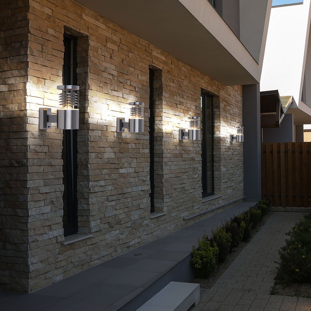 etc-shop Außen-Wandleuchte, Leuchtmittel nicht inklusive, Wandleuchte Außen Fassadenleuchte Edelstahl Gartenlampe Außenleuchte