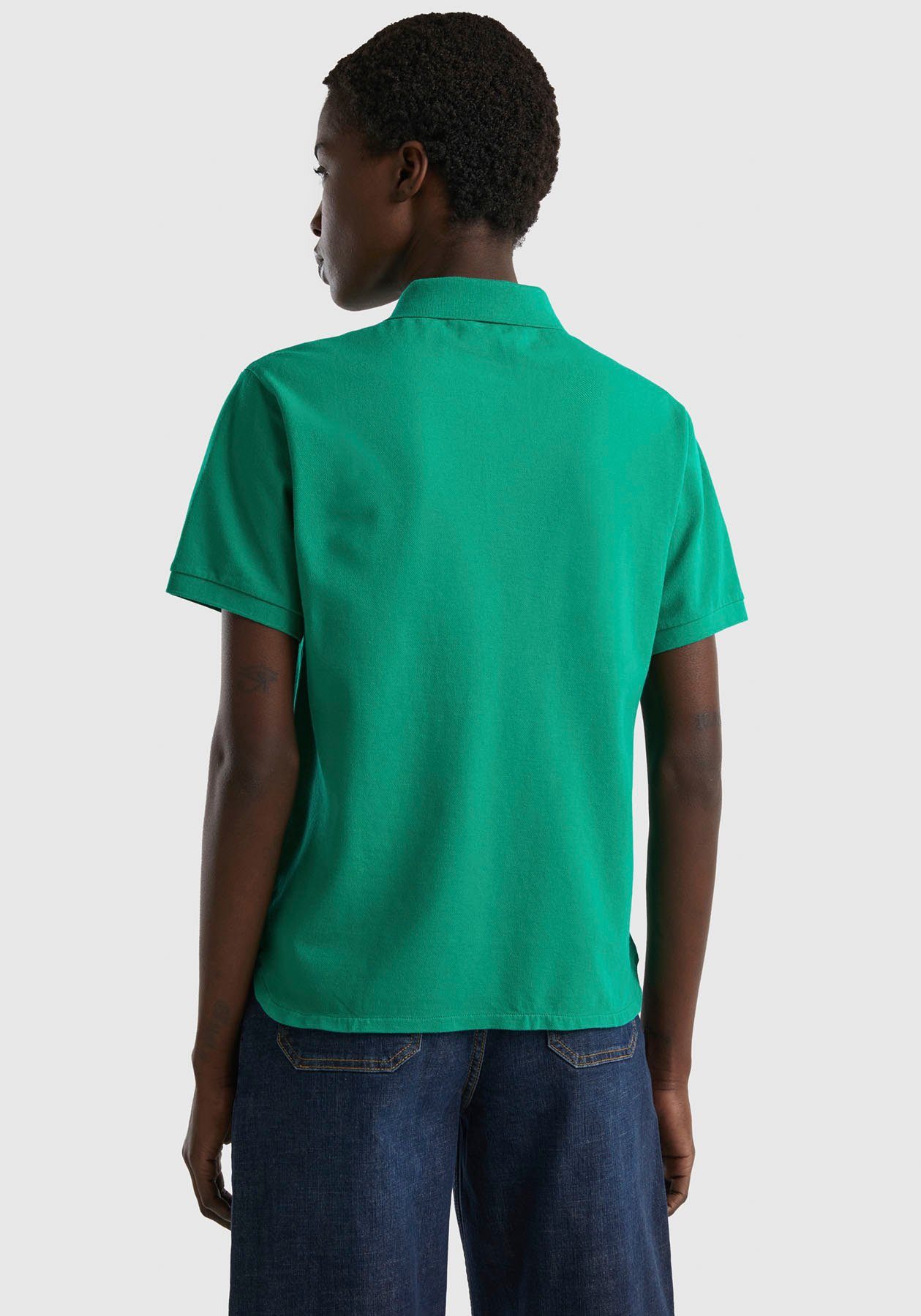 Poloshirt grün Colors Knöpfen United Benetton perlmuttfarbenen mit of