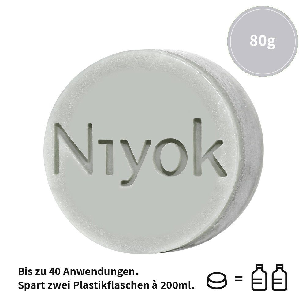 Niyok Feste Duschseife in feste Dusche Körper Haare Gesicht Bart Athletic grey, 80 g
