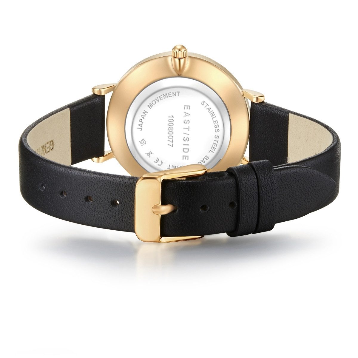 Eastside Quarzuhr Rosehill schwarz, mit Echtleder-Armband