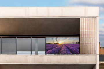 MuchoWow Balkonsichtschutz Lavendel - Blumen - Sonnenuntergang - Lila (1-St) Balkonbanner, Sichtschutz für den Balkon, Robustes und wetterfest