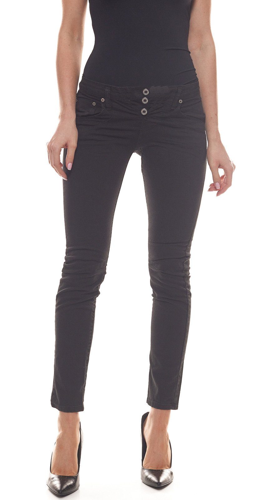 PLEASE Regular-fit-Jeans »PLEASE Straight-Jeans bequeme Damen Denim-Hose  mit Gürtelschlaufenbund Freizeit-Hose Schwarz« online kaufen | OTTO