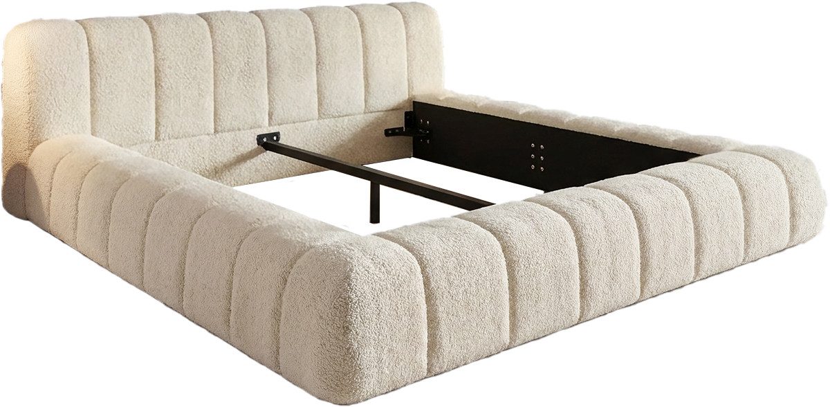 DELIFE Polsterbett Cutio, Teddystoff Beige 180x200 cm