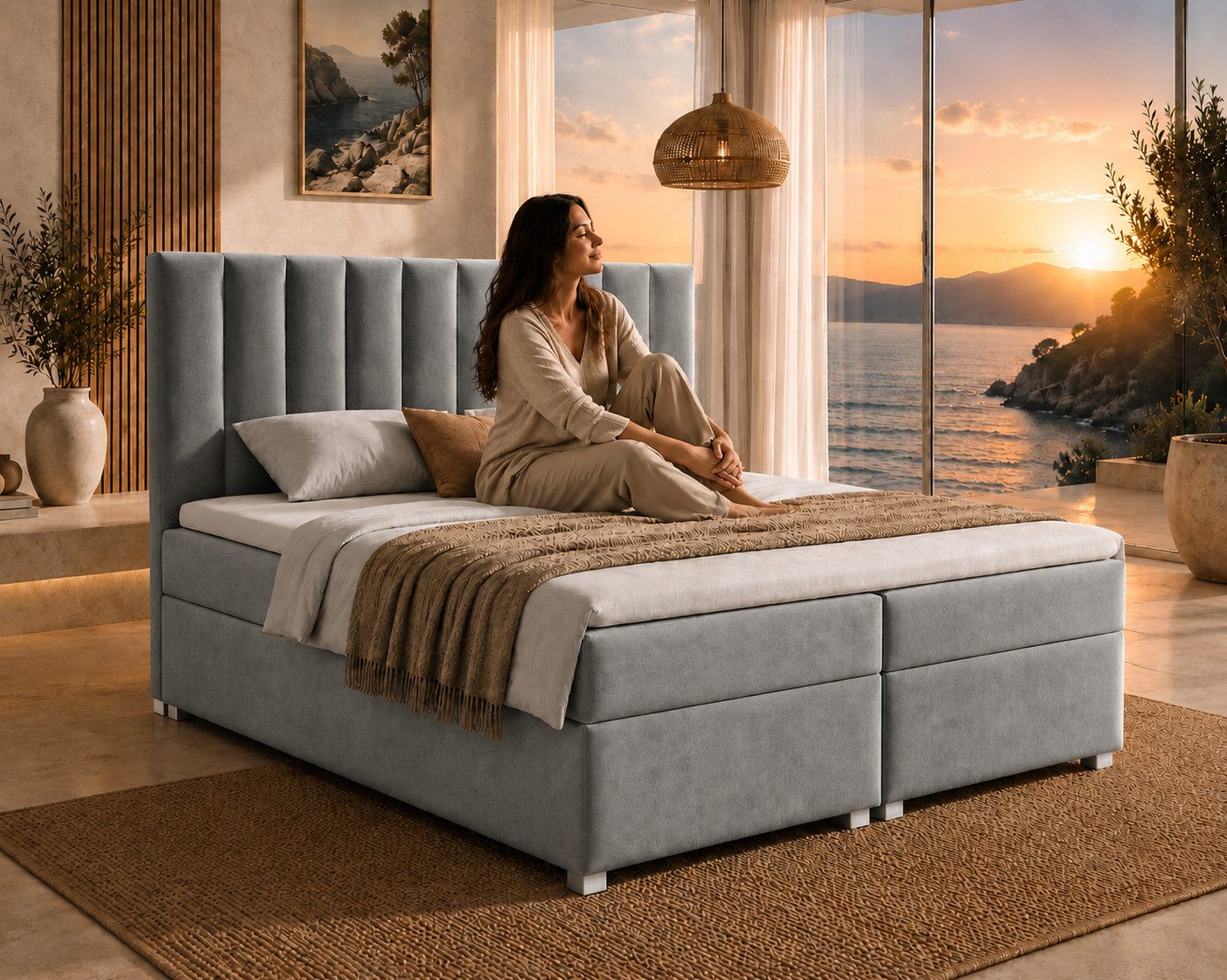 Best for Home Boxspringbett Trinity K-10 mit zwei Bettkasten Premium mit Komfort Topper – modern (Doppelbett mit Stauraum, Federkernmatratze, gepolstertes Kopfteil, Doppelbett versch. Größen, 140x200 160x200 180x200 200x200 cm), Handwerksqualität, TOP Preis-Leistungs-Verhältnis
